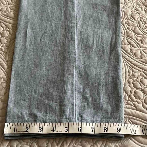 SUSAN BRISTOL Linen grey-blue pants with high waist size 12 - Picture 10 of 14
